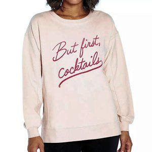 Wildfox Women Long Sleeve French Terry Statement Sweatshirt But First Cocktails